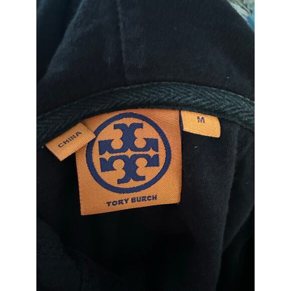 TORY BURCH Black Velour Terry Tracksuit Track Suit Lounge Set Jacket Pants Y2K M - Picture 3 of 5